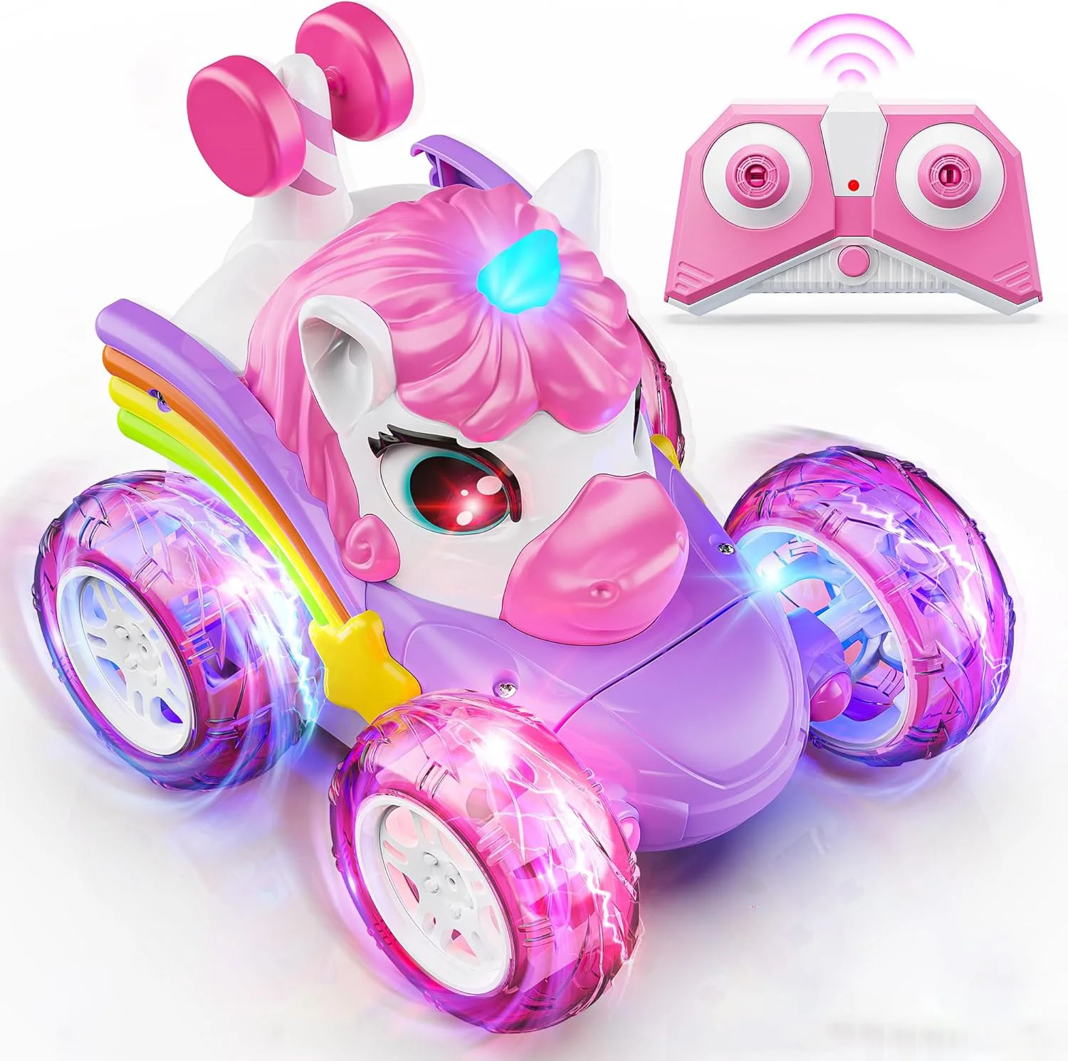 High Quality 2.4G Remote Control 360 Rolling Toys with Lights Music Stunt Car Rechargeable Remote Control Tipper Car for Girls