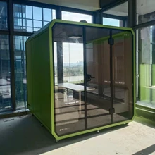 6 people soundproof cabin home office pod mobile office capsule sound proof phone booth office acoustic booth with furnitures