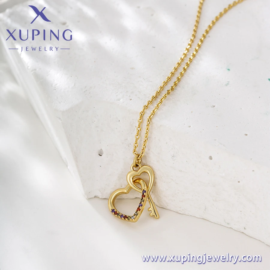 X000772427 xuping jewelry New Simple 14K Gold Color Heart Necklace Elegant Fashion Creative Women Daily Necklace