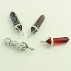 Hexagonal Gemstone Pendant Pendant Wholesale Single Terminated Hexagonal Column Dalmation Jasper Gemstone Healing Pencil Points Pendants