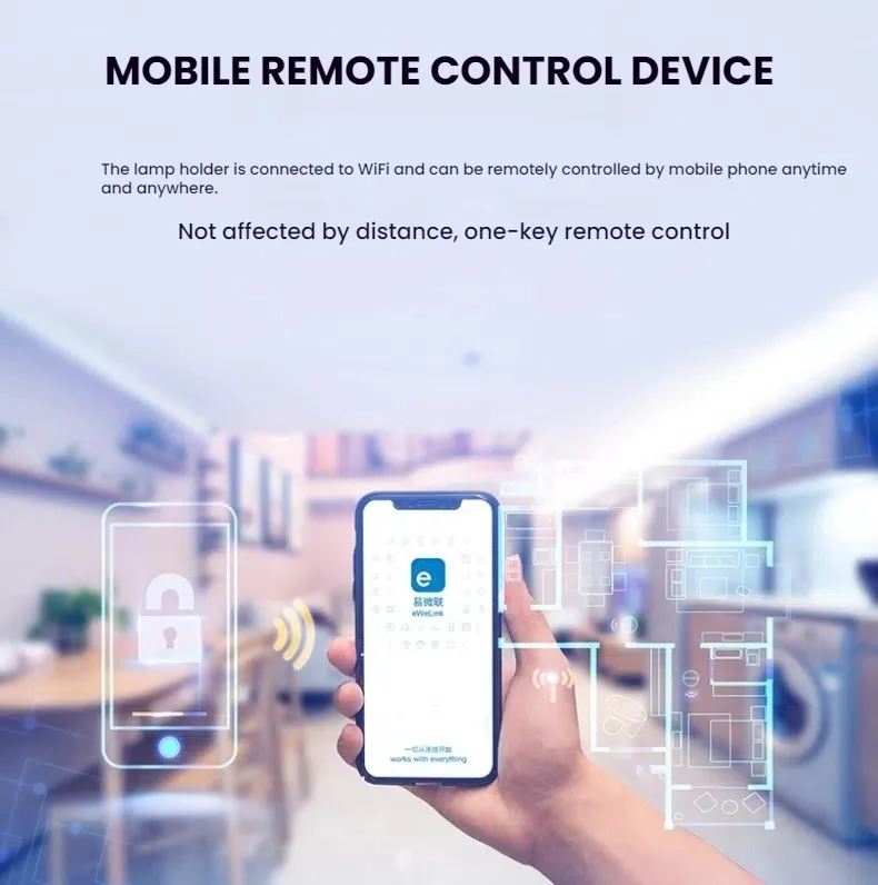 Yiweilian WiFi toma de corriente inteligente enchufe E26/E27 portalámparas teléfono inalámbrico Control remoto temporizador interruptor UE enchufe barra diseño hogar