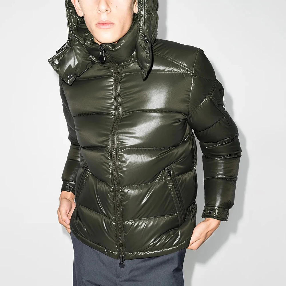 Winter Custom Reversible Men's Cropped Boxy Zipper Cotton Down Puffer Jacket with Hooded Man supplier