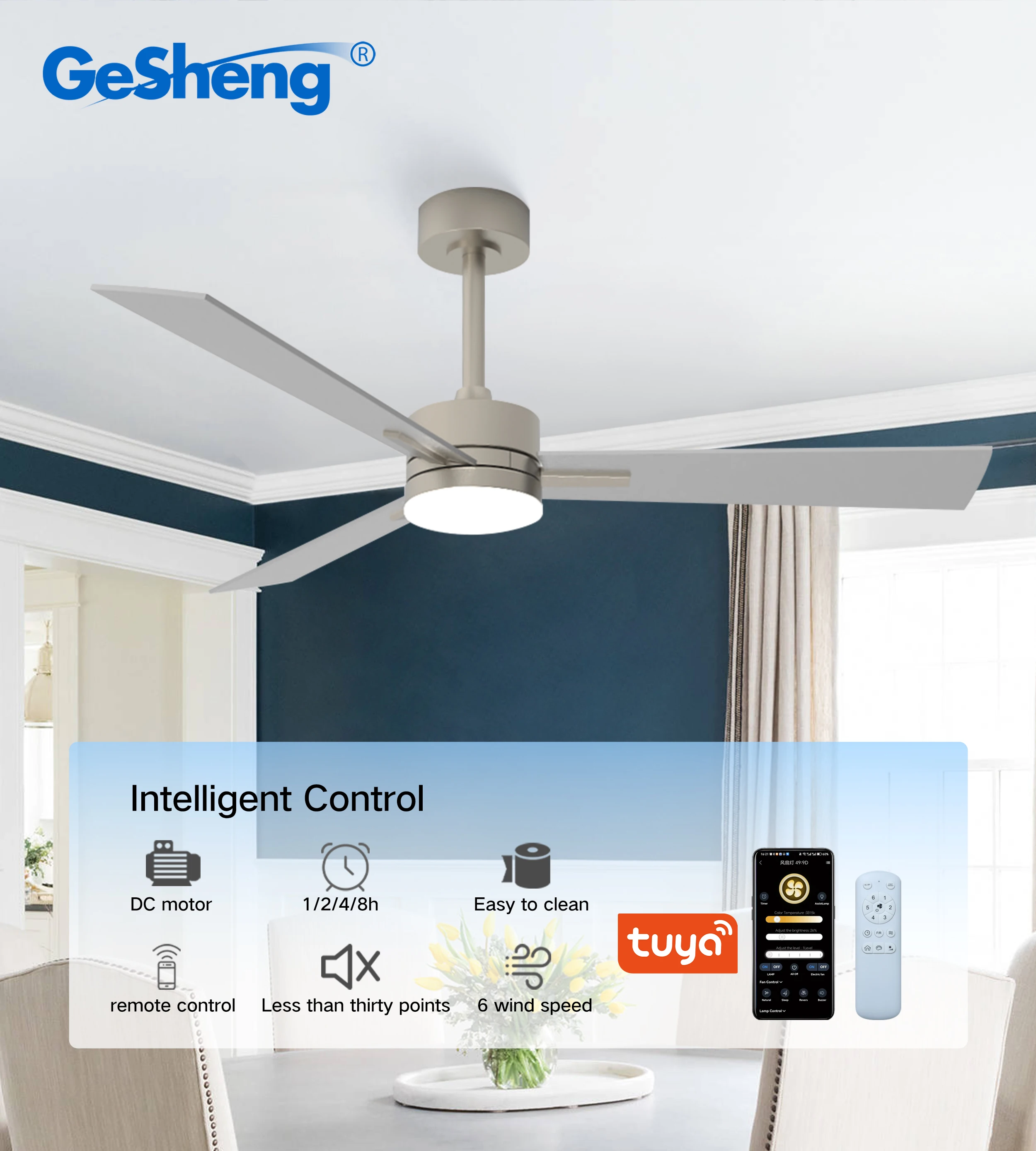 Ceiling Fan, 52-Inch, Copper, MDF - detail 4