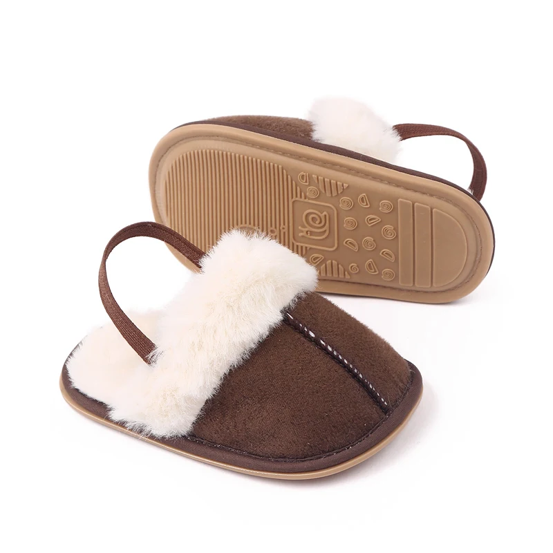 High Quality Add Plush Warm Baby Toddler slippers Anti-slip TPR Outsole details