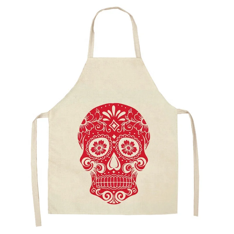 Halloween custom printing Creative Kitchen blank Apron Cooking Sleeveless Cotton Hemp Adult Aprons Home Cleaning Accessories