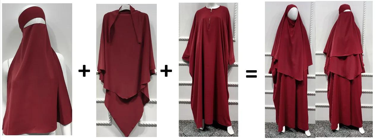 Nida Muslim Prayer Long Sleeve Sets Robe Islamic Abaya Jilbab Khimar Muslim Women Maxi Praying Dresses Abaya Dubai Women 2