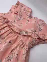 Custom dusty pink floral kids girl child dresses for girls short sleeve summer collection cotton  baby toddler dresses factory