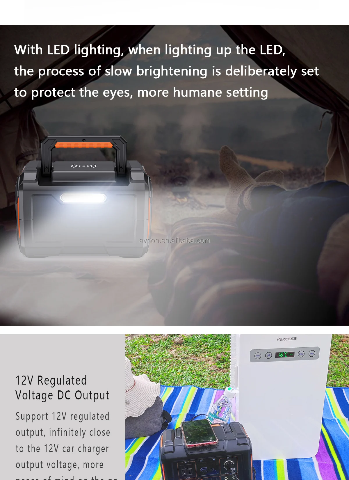 Avcon 300W Portable Solar Power Station LFP Battery 48v 200ah Outlet MPPT Controller for Car Use 220v Solar External Battery supplier