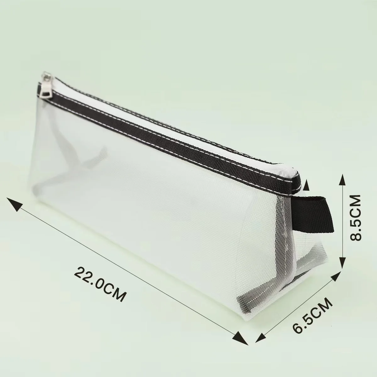 Wholesale Transparent Pen Bag Simple Zipper Triangle Large Capacity Student Mesh Pencil Case