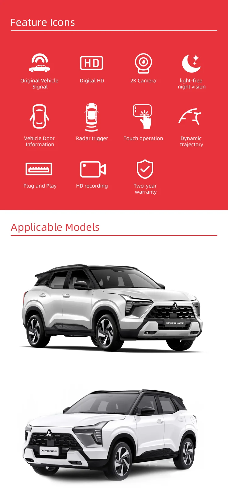 Wemaer 360 Degree Car Camera AVM System for Mitsubishi Xforce Plug and Play Touch Control Module OEM Screen with Digital Signal factory