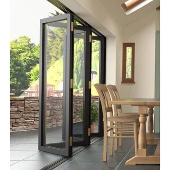 ALUFRONT Residential Aluminum Folding Glass Door Multi Panel Bifold Patio Door with Smooth Sliding Track
