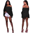 Long Sleeve Spring And Summer New Style Sling Tube Top 1 Shoulder Long Flared Sleeve Chiffon Shirt