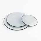 White Plates Multiple Sizes Available Camping Enamel Dish Sets White Color Portable Dinner Plate Set