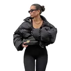 Winter Winter Slim Clothes Lace-up Waist Short Stand-up Collar Warm Jacket Women's Thick Cotton Jacket