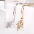 Gold Charm G25 18k Gold Plated Hand Of Fatima Palm Pendant Copper Chains Charm Inlaid Zircon Necklace