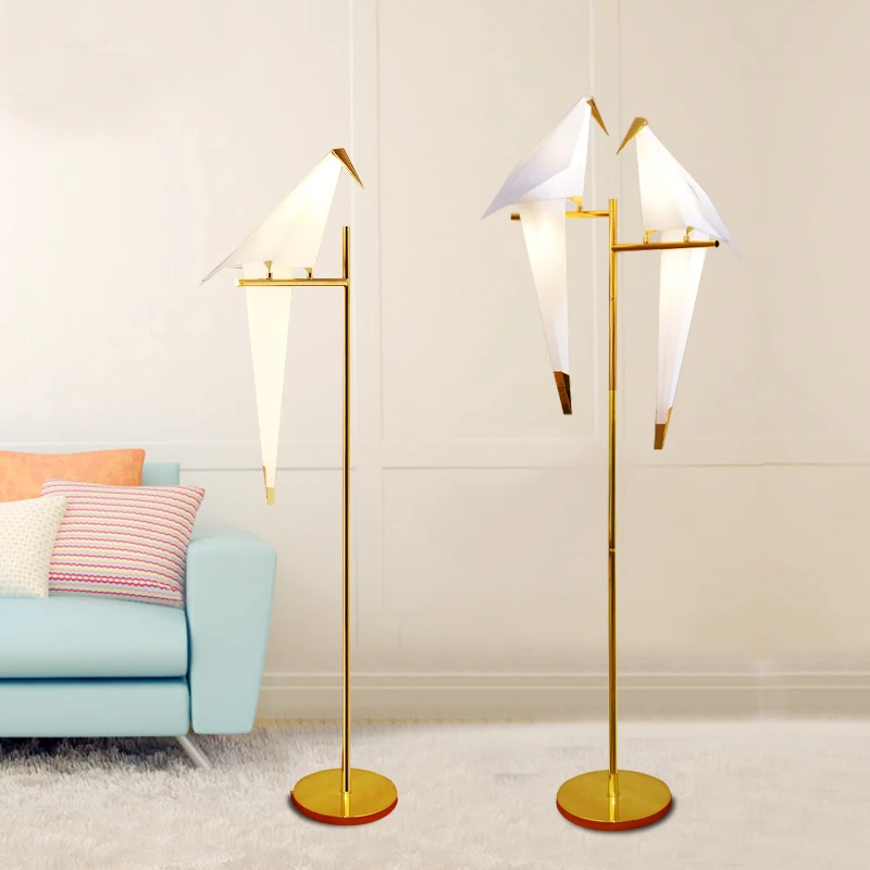 white bird floor lamp