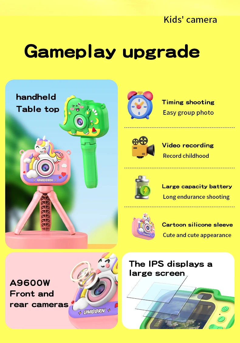 Unicorn Y6 Hd Dual-Camera Camera With Stand Dual-Lens Shooting Camera Children'S Toy Painting 11 Unicorn Y6 Hd Dual-Camera Camera With Stand Dual-Lens Shooting Camera Children'S Toy Painting
