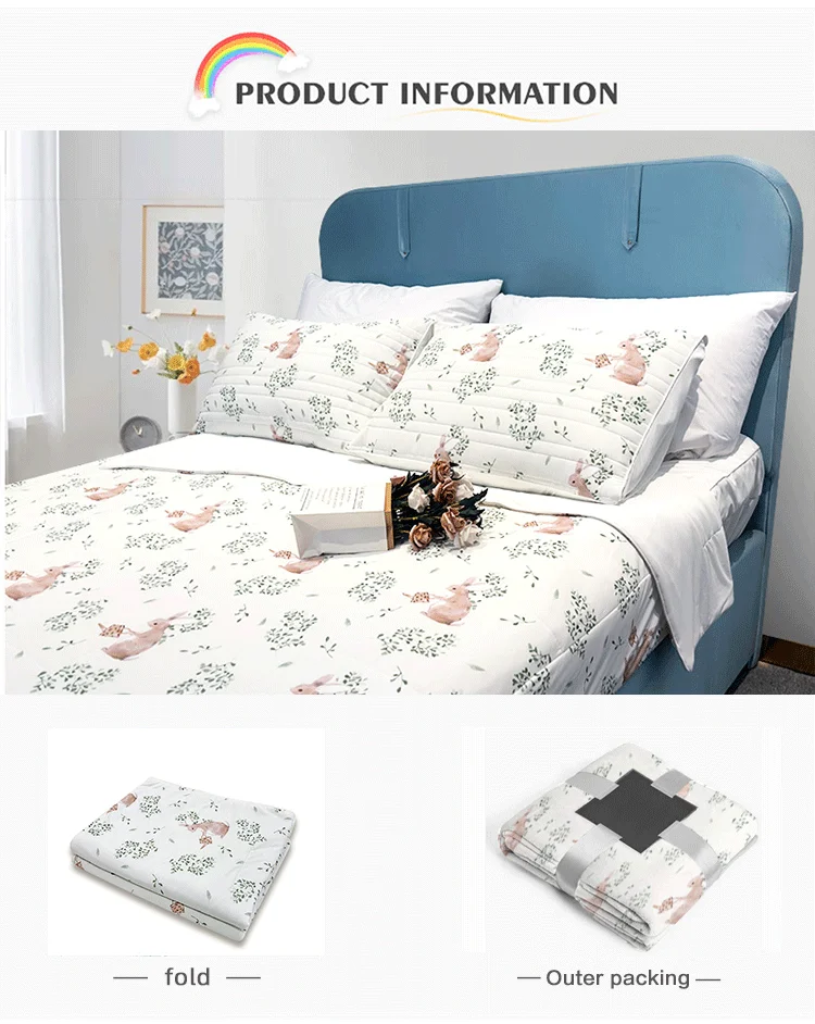 Custom Printed Summer Cooling Breathable Nylon Quilt Bedding Set with 2 Pillowcases details