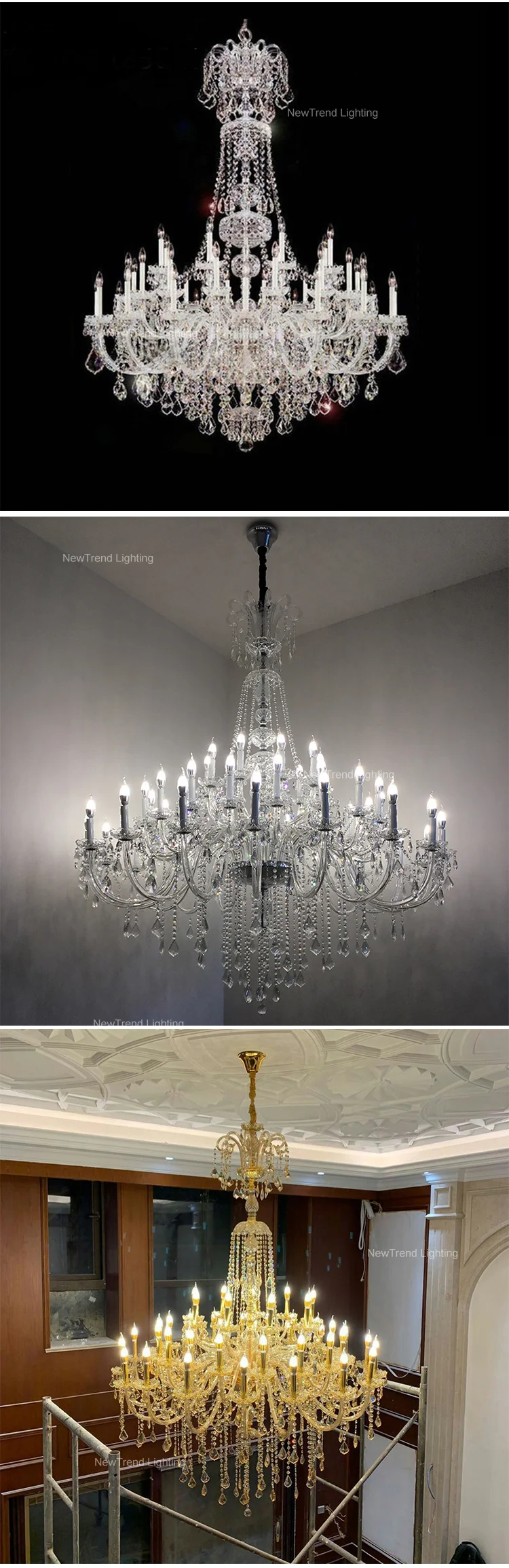 CPL-170 Luxury Design Indoor Villa Hotel Lobby Wedding Decoration Custom Glass LED Chandelier supplier