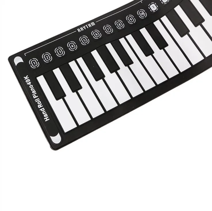 DMDMJY 49 Touches Piano Clavier Électronique Souple Et Flexible Déroule Portable Pliable Haut-Parleur Intégré pour Les Débutants,Argent 