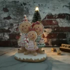 Glitter Christmas Gingerbread Man Family Resin Gingerbread Man Decoration With Xmas Tree