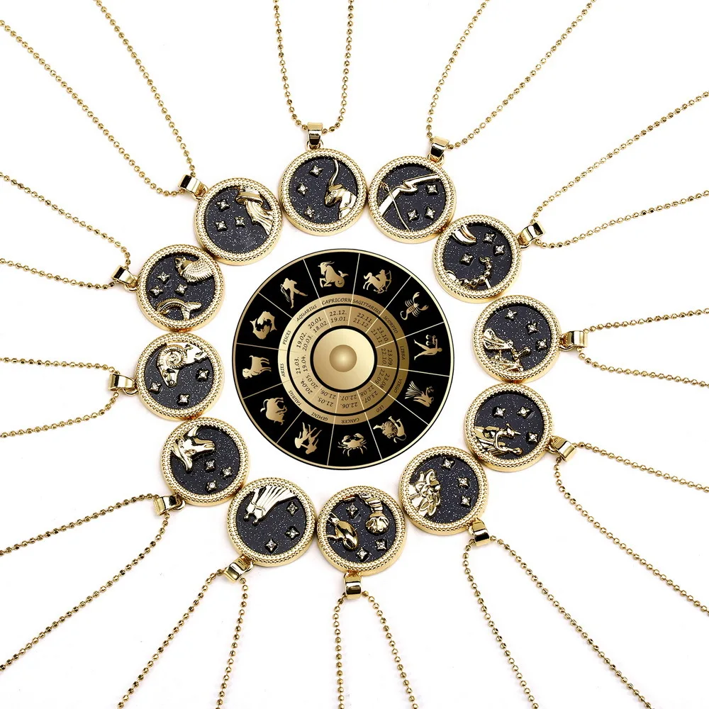 Card Jewelry Round Horoscope Necklace 