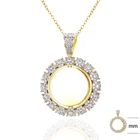 Silver Silver Pendant Hip Hop Iced Out Custom Silver Pendant Photo Frame Pendant Round Shape CZ Blank Photo Pendants