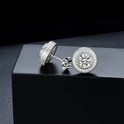 Earrings Studs Bezel Earrings JWY Brass Sliver Plated Zirconia Luxury Earrings Studs Round Cubic Zirconia Bezel Setting