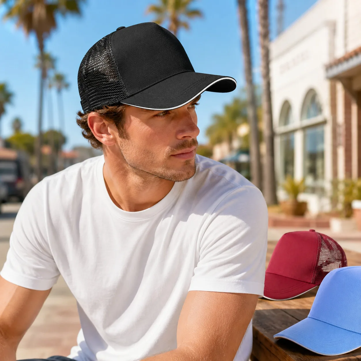 Custom Multi Color 5 Panel Trucker Cap Adjustable Hook Loop Back Mesh 3D Embroidery Outdoor Sports Hat