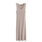 Knit Dress Maxi Women Bodycon Knit Dress Sleeveless Slim Fit Midi Tank Dress Thigh Knitted Maxi Dress