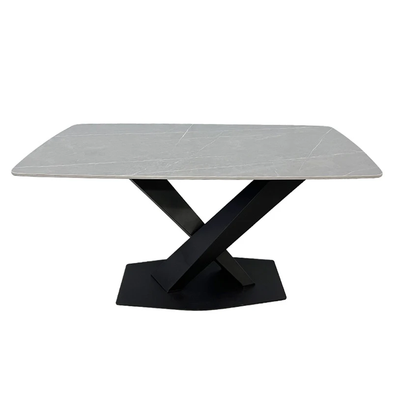 Modern Luxury Design  Nordic Dining Room Restaurant Full Black Italian Large Square Marble MDF Top Dining Table