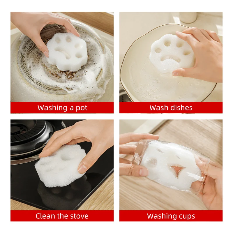 Custom Cat paw Washing Scrub Sponge Kitchen Dish Cleaning Sponges Dishwashing Cloth
