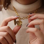 Gold Heart Necklace Gold Chris April Stainless Steel Gold Plated Glossy Heart Shape Locket Pendant Necklace