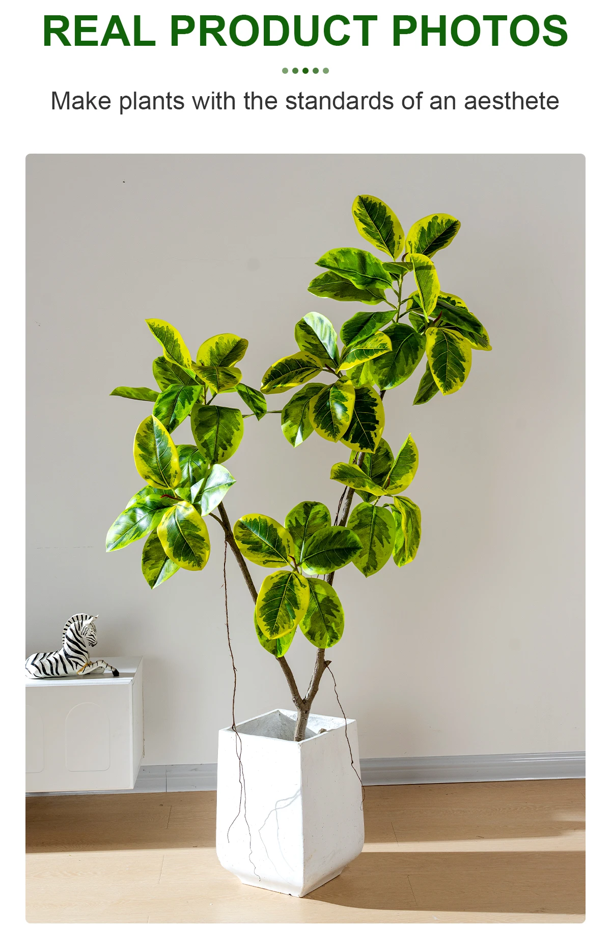 Banyan Tree Bonsai Artificial Plastic Live Indoor/Outdoor Potted Green Yellow Grass Palm Greenery Decoration Free for Home details