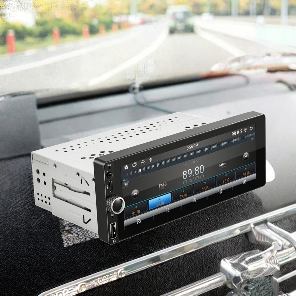 Single Din 6.86 Inch CarPlay/Android Auto Car Radio with Touch Screen LCD USB Connection Dashboard Placement