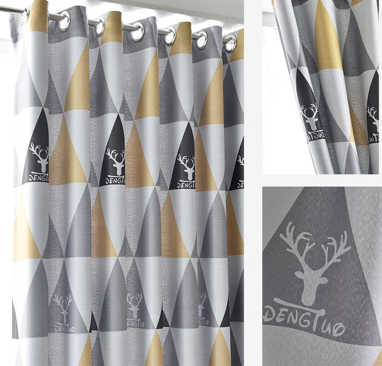 Hot selling Nordic style small size blackout printing curtain ready made  for kids room