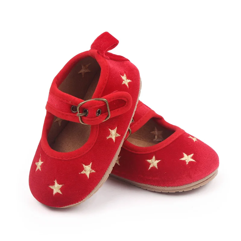 Spring and Autumn suede stars soft soled non-slip infant walking shoes for girls factory