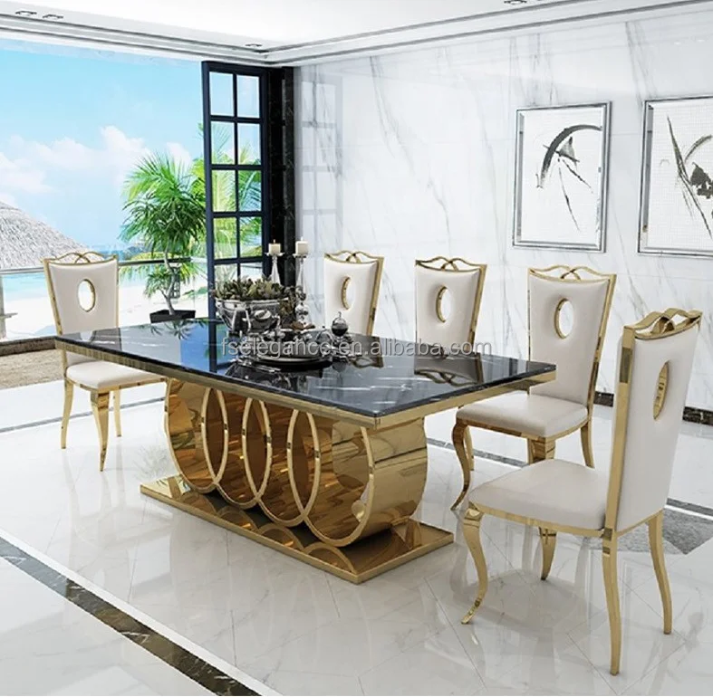 cheap center luxurious metal center luxury marble dining table set stone table set dining chairs with table