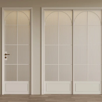 ALUFRONT High Quality Modern Manual French Double Panel Interior Aluminum Glass Front Door for Apartment with 10-Year Warranty