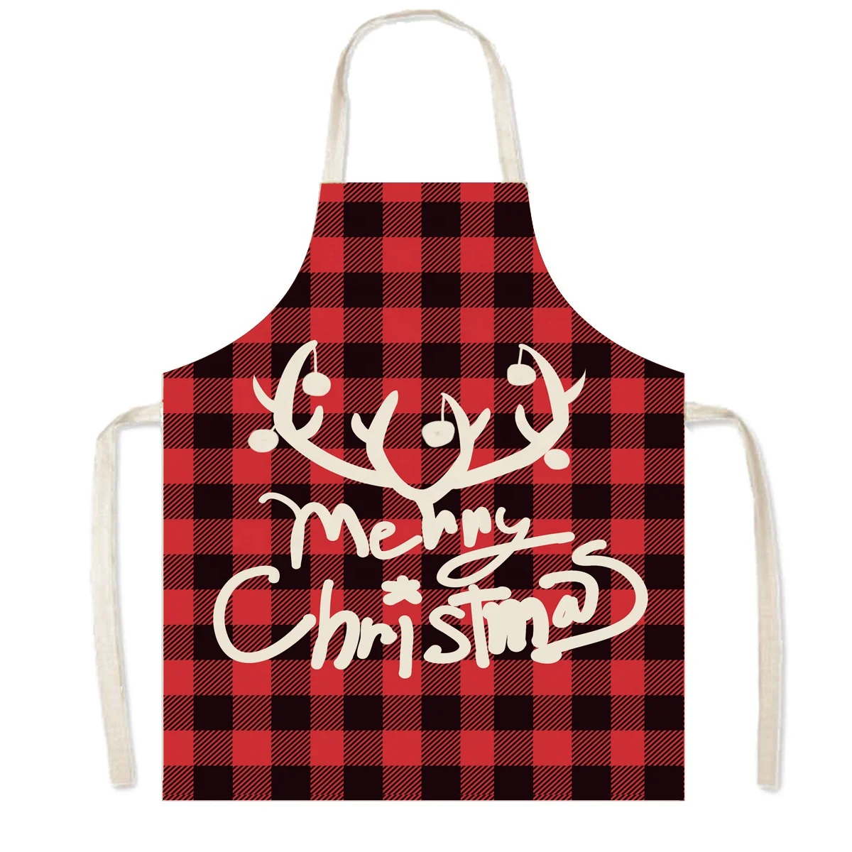 Linen Christmas Red Plaid hang cheap Apron Sublimation Parent-child Oil Resistant Sleeveless gingham aprons Organic Cotton Whole