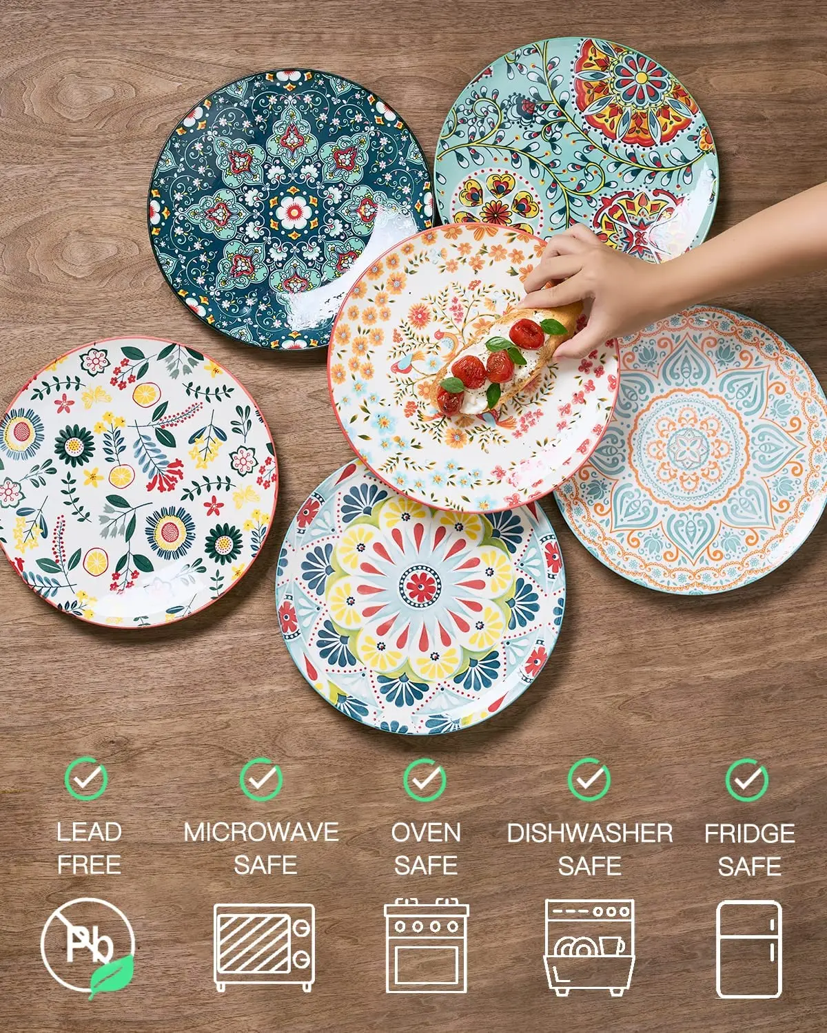 Bohemian Porcelain Dinnerware Set Plates Assorted Patterns Serving Plates Ceramic Dessert Dishes factory