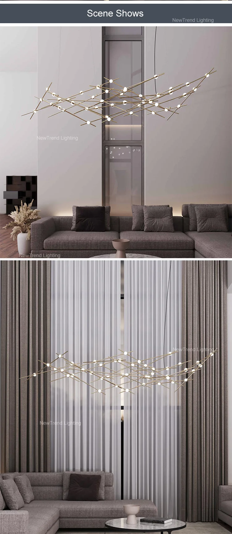 CPL-186 New Product Indoor Decoration Hotel Villa Staircase Metal Acrylic Modern LED Chandelier supplier