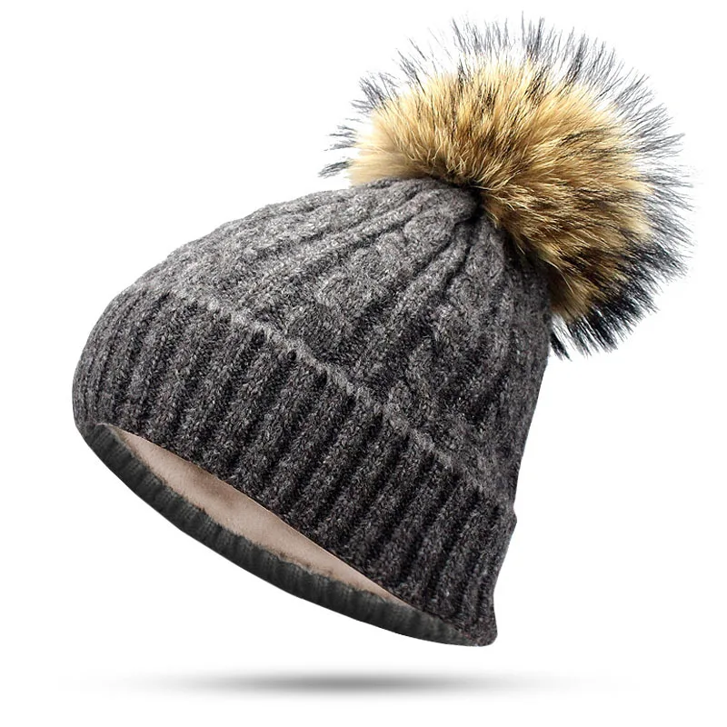 2022 Baby Hat Warm Raccoon Fur Bobble 