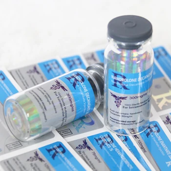 Customized printed 10ml vial stickers and box package medicine glass vial labels