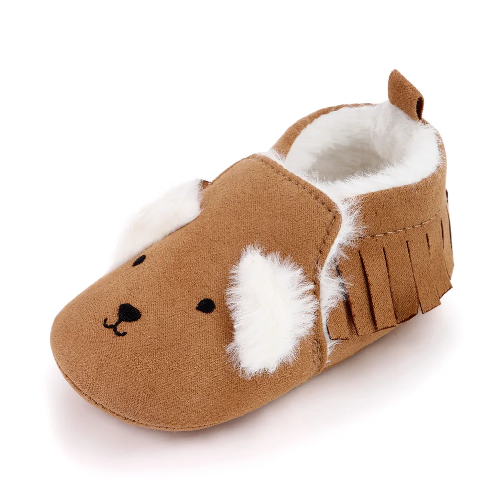 Autumn and Winter Solid Color Tassels Cute Little Animal Baby Soft Sole Warm Walking Cotton Boots manufacture