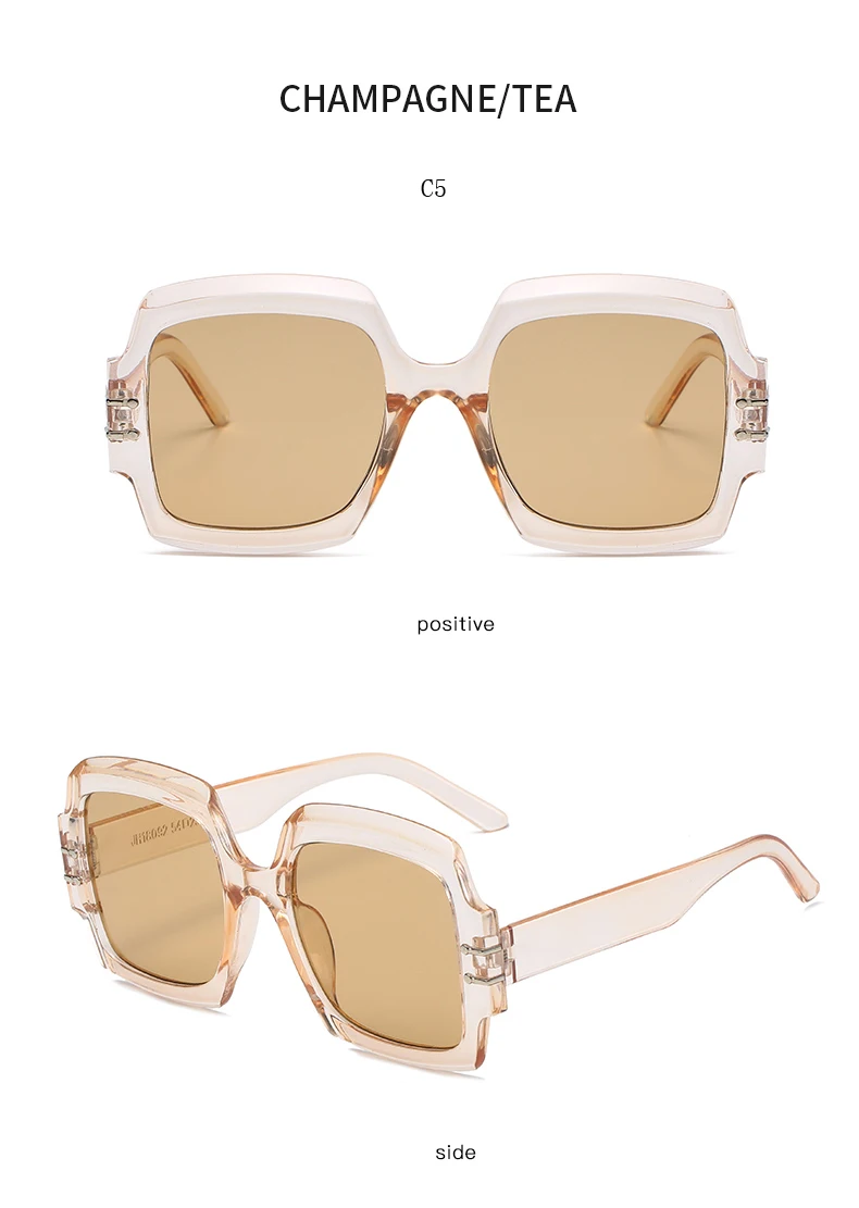 Oversized Square Sunglasses Brand Designer Fashion Retro Big Frame Sun