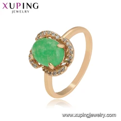16718 Xuping jewelry elegant exquisite inlaid green diamond 18K gold environmental protection copper men's ring