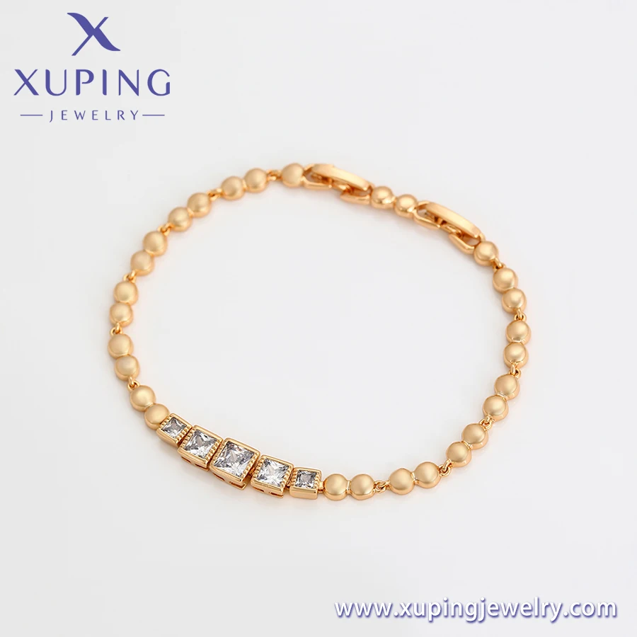 A00905201 xuping Free sample ladies hand jewelry 18K gold color diamond Square Diamond Beads fashion jewelry bracelets