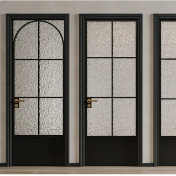 ALUFRONT High Quality Customized Aluminum Alloy Interior Door With Arc Shaped Soundproof Swing Open Style French Door