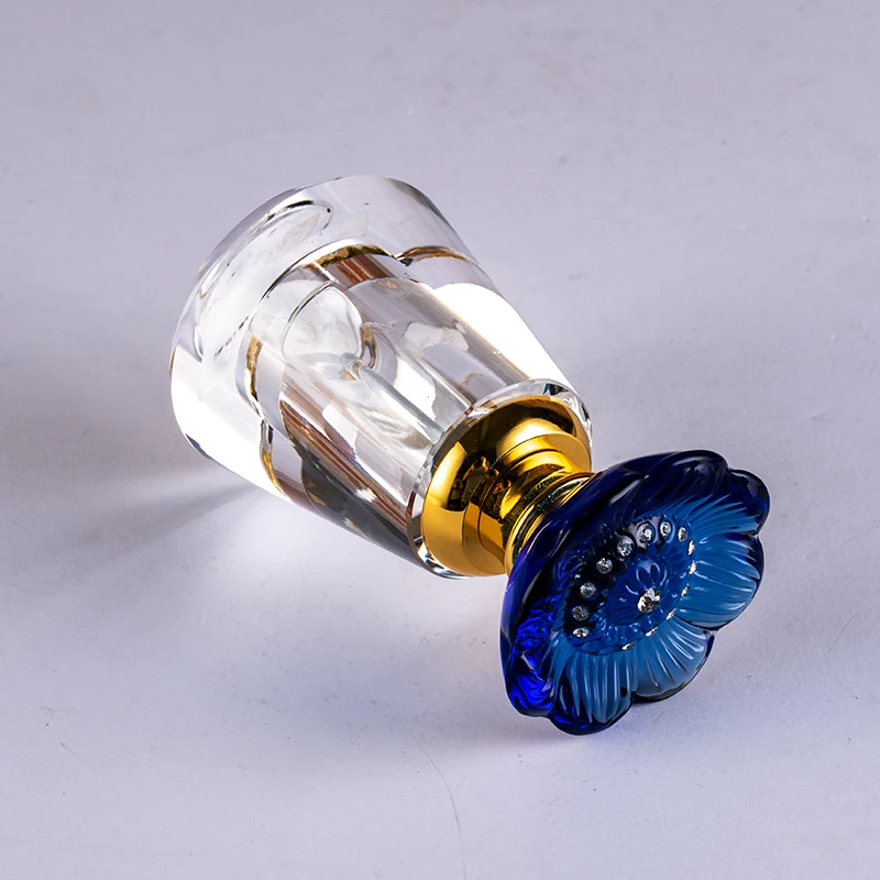 product cheap wholesale blue floret 12ml fashionable glass empty bottle can be customized elegant crystal perfume bottle-8